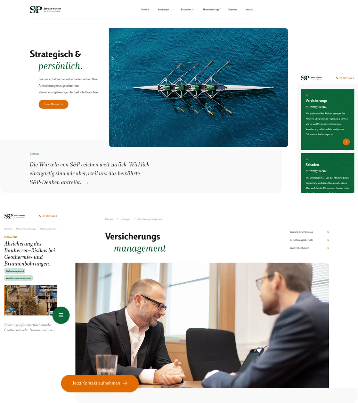 Verschiedene Screenshots der Webseite