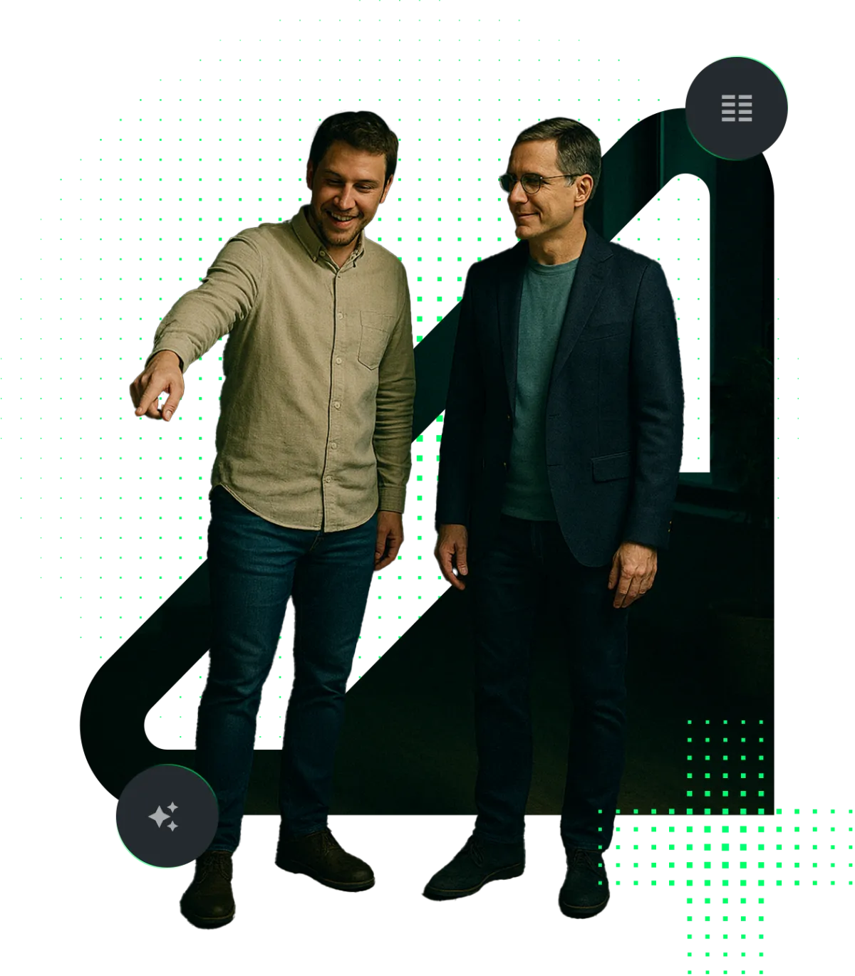 Eine Person zeigt einer anderen den Weg