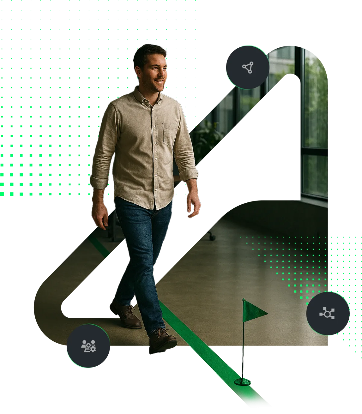 Person läuft Pfad auf dem Boden ab