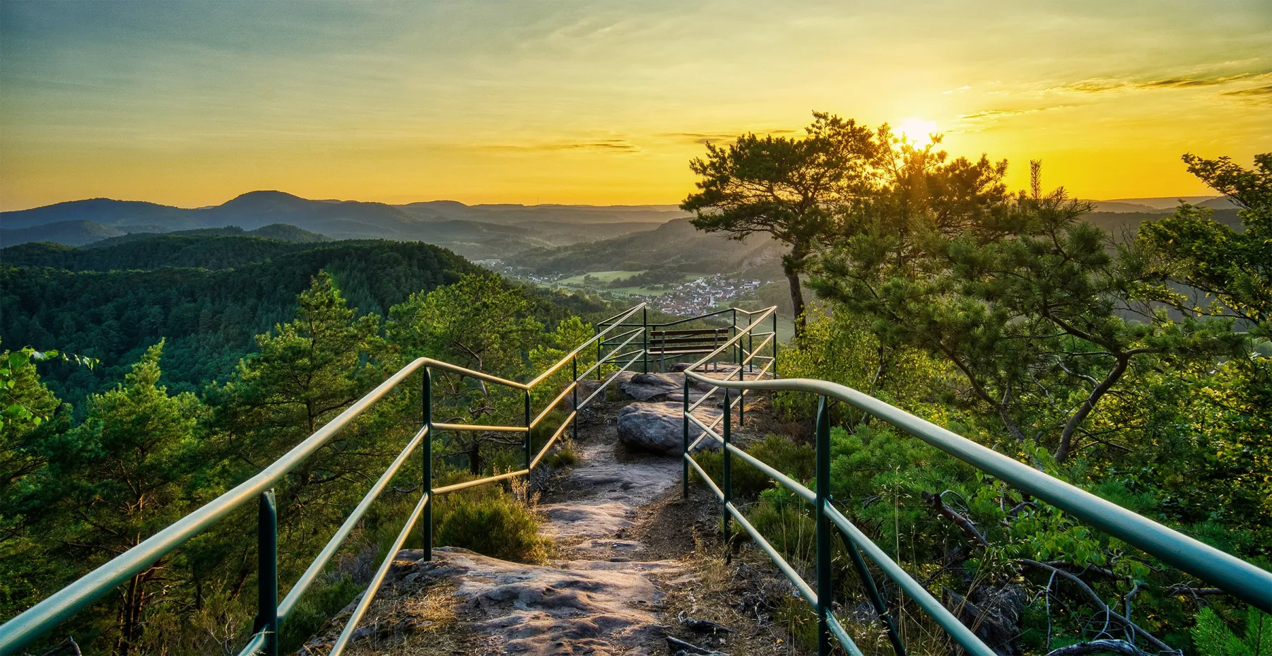Pfälzerwald Aussichtspunkt im Sonnenuntergang